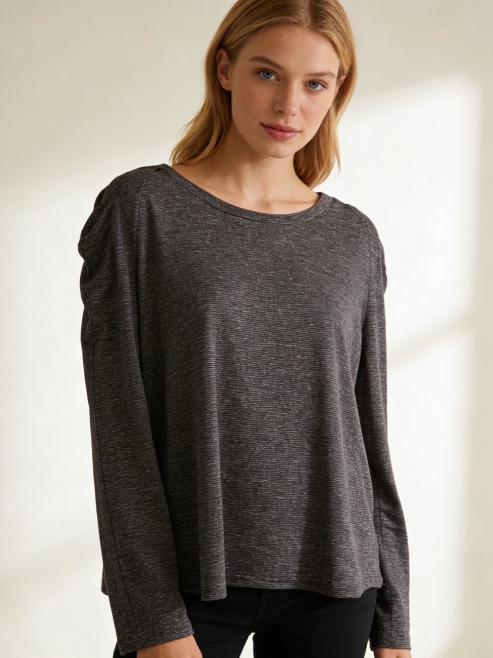 Zella Heather Gray Performance Long Sleeve Tee Small